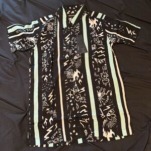 Reason Black Shirt with Mint Green Graphic Stripes